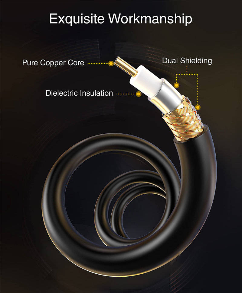 BlueRigger RCA Audio Subwoofer Cable (25FT, Dual Shielded with Gold Plated RCA to RCA Connectors) – for Subwoofer, Amplifier, Home 